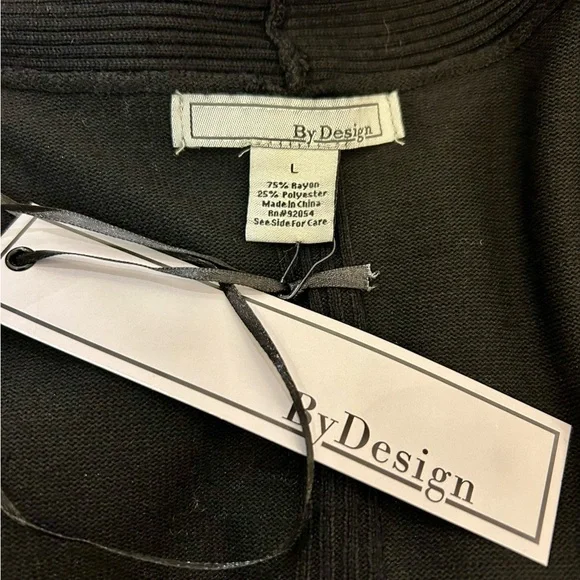 Black Cardigan Sweater, LS Open, Ribbed Design, New with Tags - Picture 7 of 9